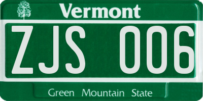 VT license plate ZJS006