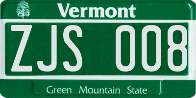 VT license plate ZJS008