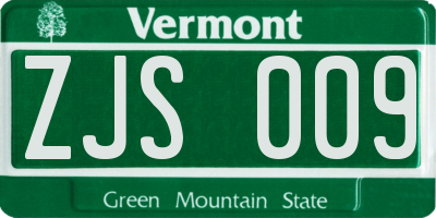 VT license plate ZJS009