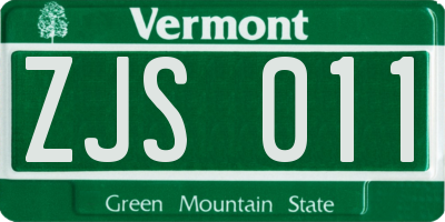 VT license plate ZJS011