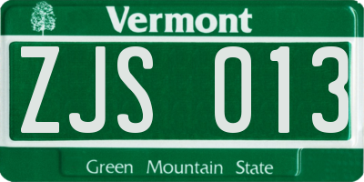 VT license plate ZJS013
