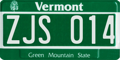 VT license plate ZJS014