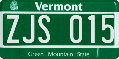 VT license plate ZJS015