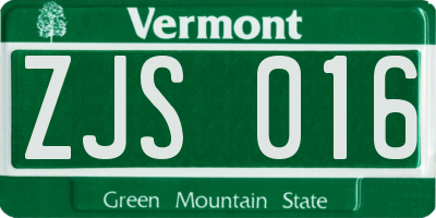 VT license plate ZJS016