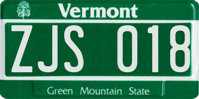 VT license plate ZJS018