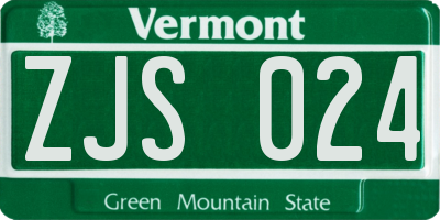VT license plate ZJS024