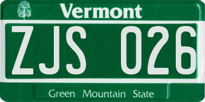 VT license plate ZJS026