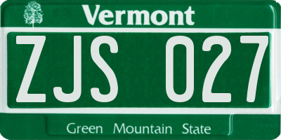 VT license plate ZJS027