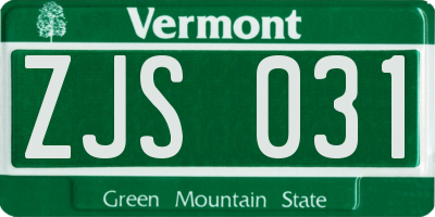 VT license plate ZJS031
