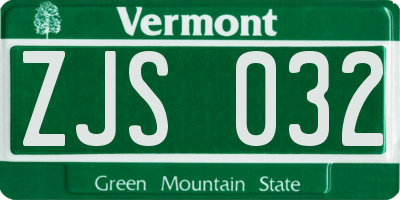 VT license plate ZJS032