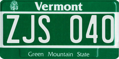 VT license plate ZJS040
