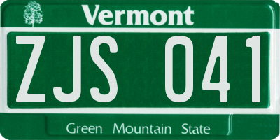 VT license plate ZJS041