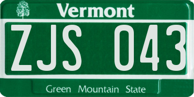 VT license plate ZJS043