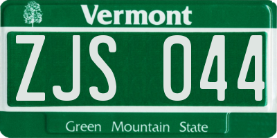 VT license plate ZJS044
