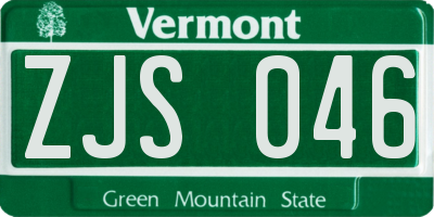 VT license plate ZJS046