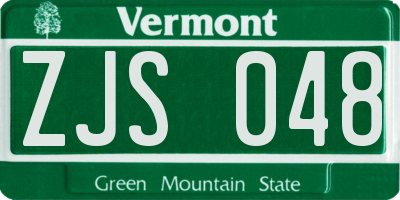 VT license plate ZJS048