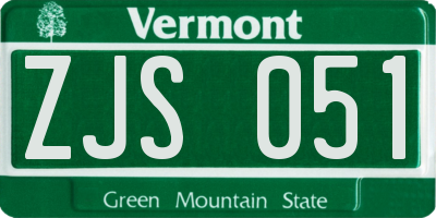 VT license plate ZJS051