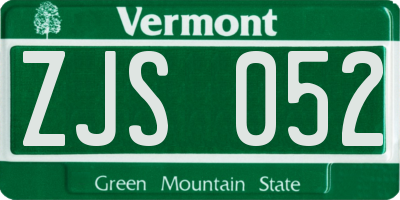 VT license plate ZJS052