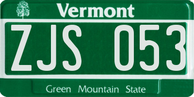 VT license plate ZJS053