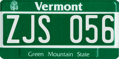 VT license plate ZJS056