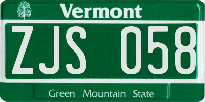 VT license plate ZJS058