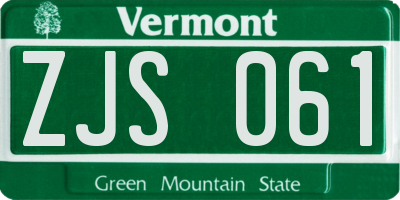 VT license plate ZJS061