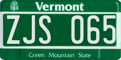 VT license plate ZJS065