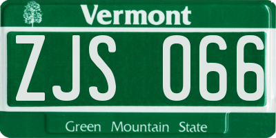VT license plate ZJS066