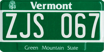 VT license plate ZJS067