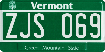VT license plate ZJS069