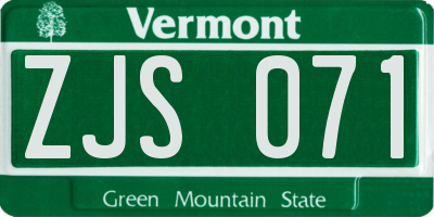 VT license plate ZJS071