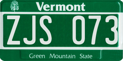 VT license plate ZJS073