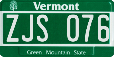 VT license plate ZJS076
