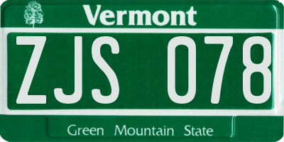 VT license plate ZJS078