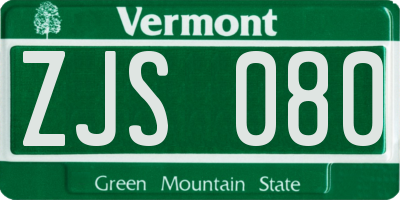 VT license plate ZJS080