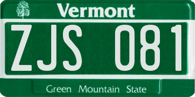 VT license plate ZJS081