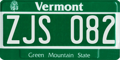 VT license plate ZJS082