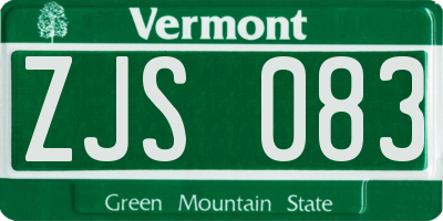 VT license plate ZJS083
