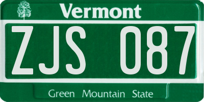 VT license plate ZJS087