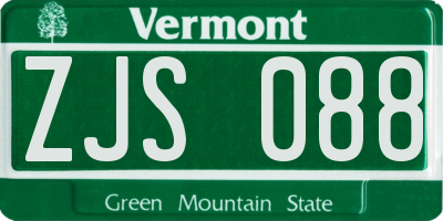 VT license plate ZJS088