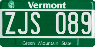 VT license plate ZJS089