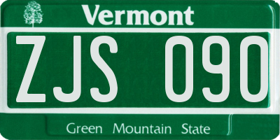 VT license plate ZJS090