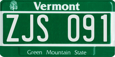 VT license plate ZJS091