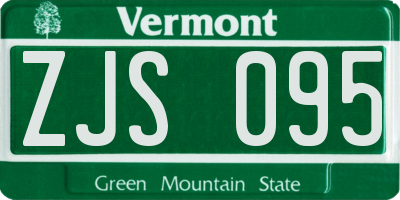 VT license plate ZJS095