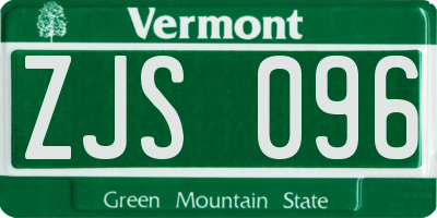 VT license plate ZJS096