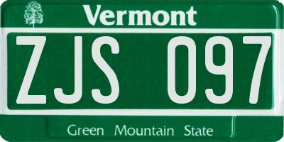 VT license plate ZJS097