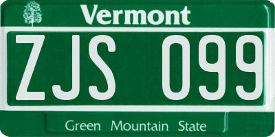 VT license plate ZJS099