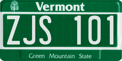 VT license plate ZJS101