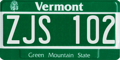 VT license plate ZJS102