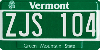 VT license plate ZJS104